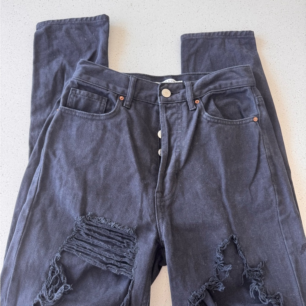 PacSun ultra high rise slim super distressed jeans black